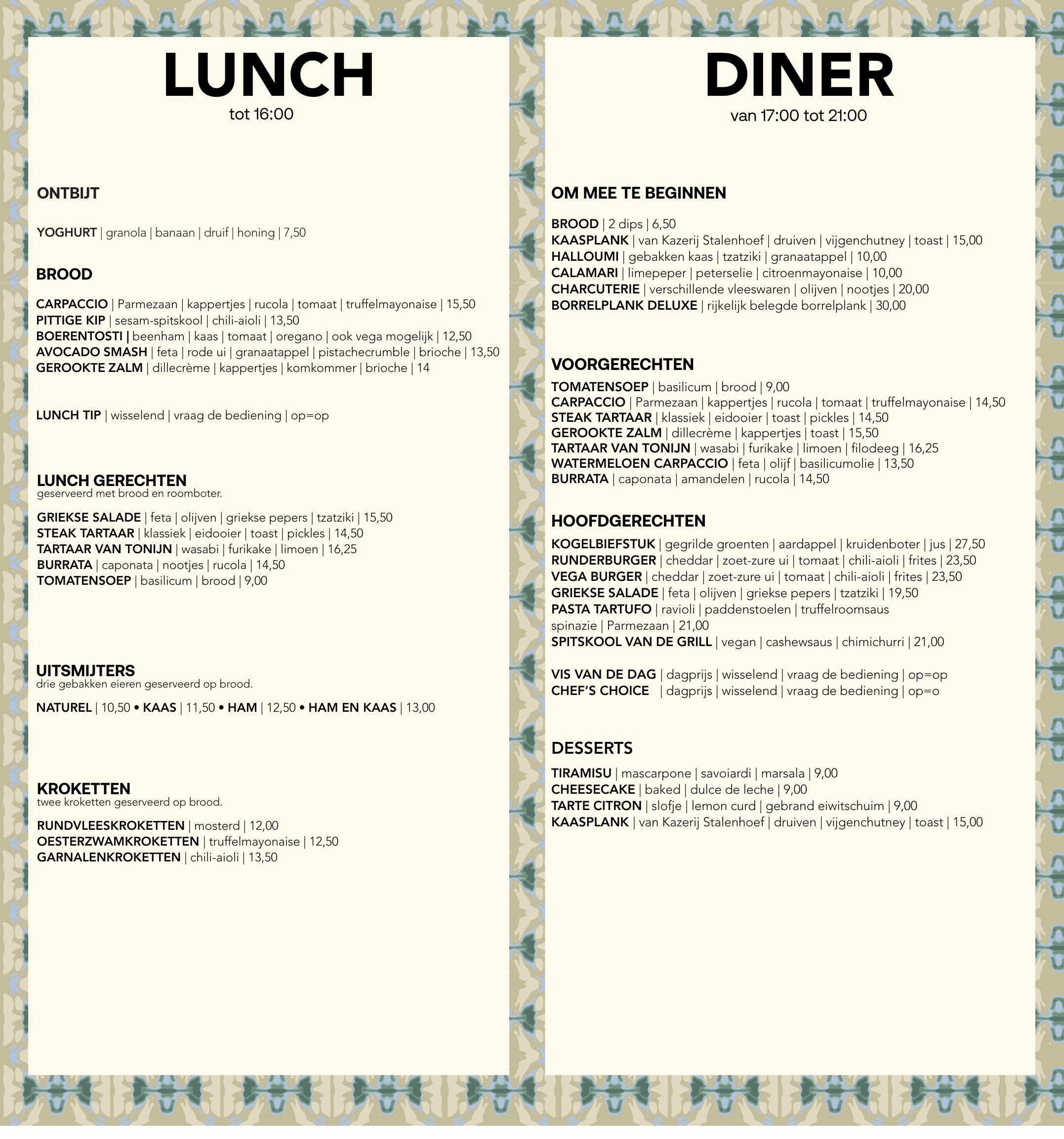 zomer menu jozef